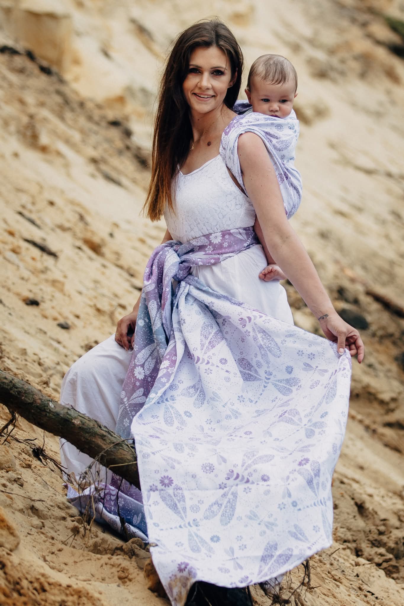Dragonfly Lavender -  Ring Sling - Woven Baby size 1 - 1.8m with gathered shoulder / Standard (Lavender Background)   ring_slings    #