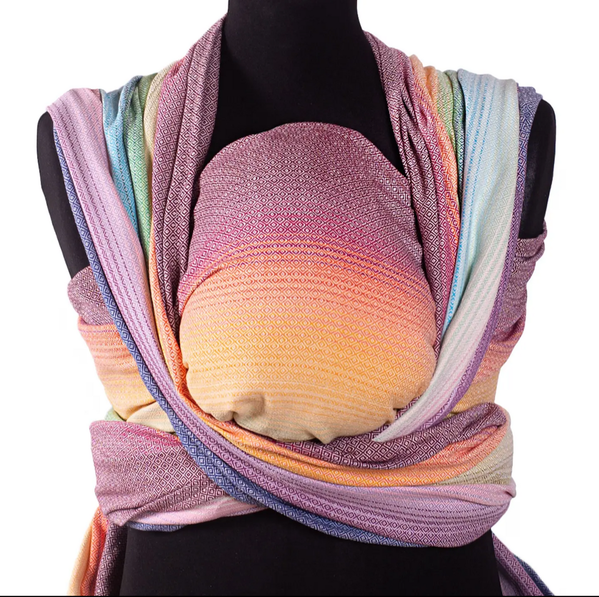 Baby wrap Diamond Rainbow - by Girasol- recycled cotton - Woven Baby Size 2 (2.60m)   Baby Wraps    #
