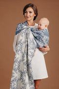 QOTN Tamino Ring Sling 53% cotton, 33% linen, 14% tussah silk - Woven Baby size 1 - 1.8m with gathered shoulder / Standard (blue with white moths)-size 2- 2.1m with gathered shoulder / Standard (blue with white moths)-size 1 - 1.8m with gathered shoulder / Reverse (white with blue moths)-size 2- 2.1m with gathered shoulder / Reverse (white with blue moths)   ring_slings    #