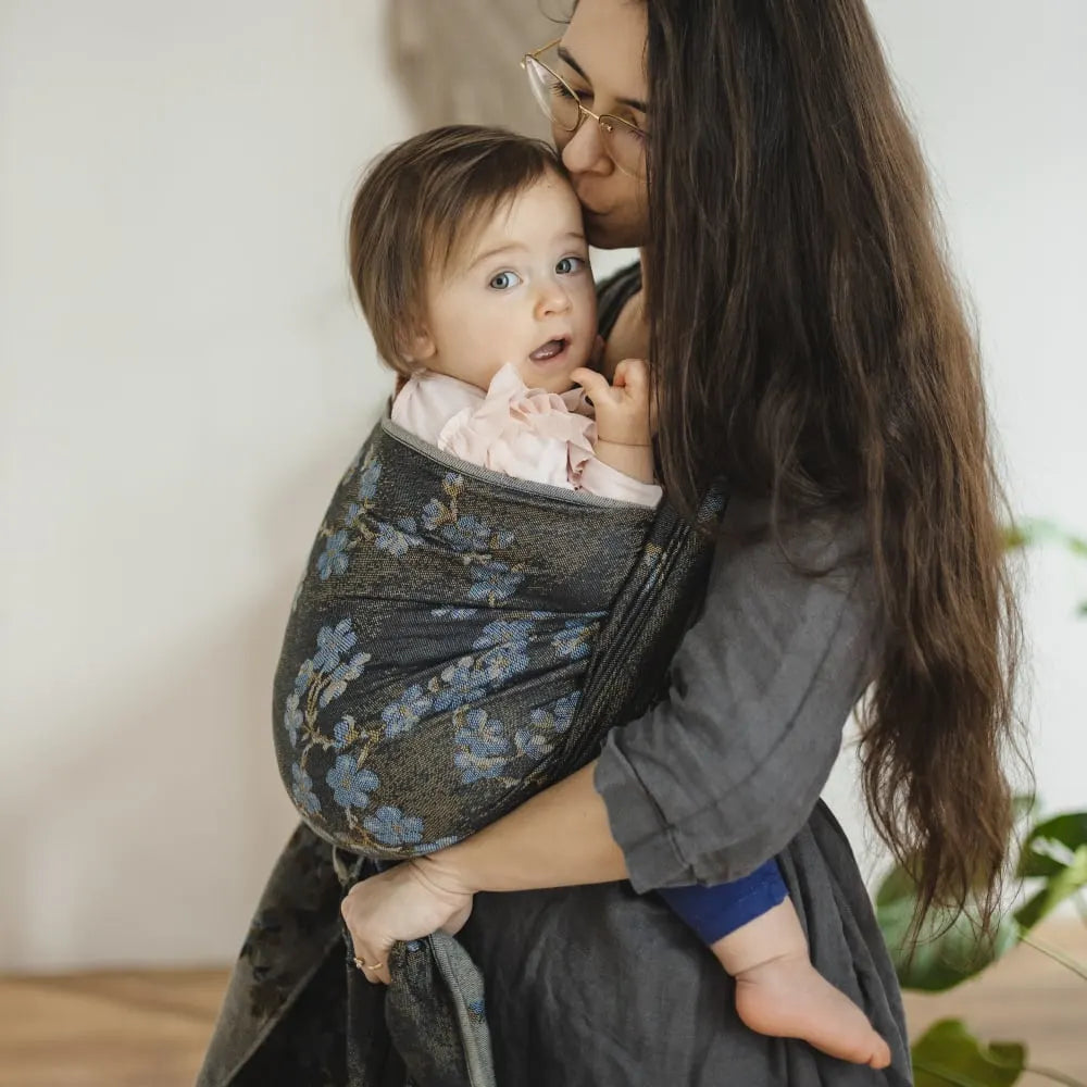 DIDYMOS Baby Wrap Sling Blue Blossom - Woven Baby 2 / Blue Blossom   Baby Wrap Slings > Woven Wraps > Jacquard    #